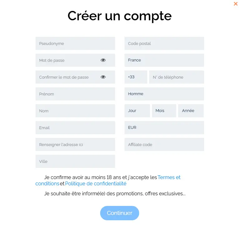 Registration process RAJABETS CASINO