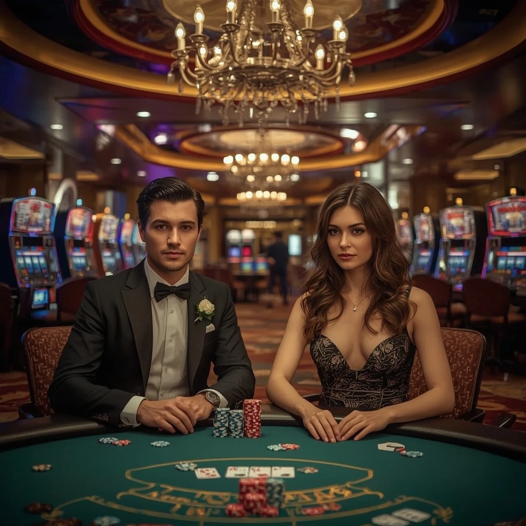 Two poker players at RAJABETS CASINO in India